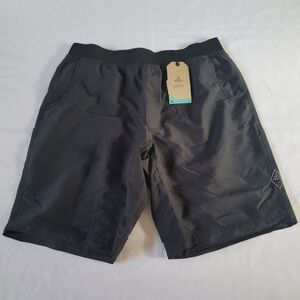prAna Shorts Mens Medium Black Mojo 10" Elastic Waist Running Climbing Athletic